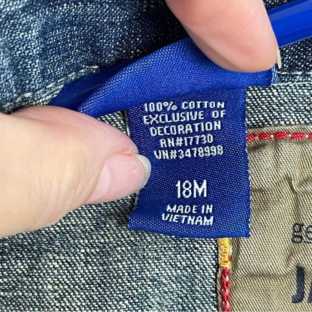 Oshkosh Genuine Kids Denim Jean Jacket Distressed 18 Months Snap Front